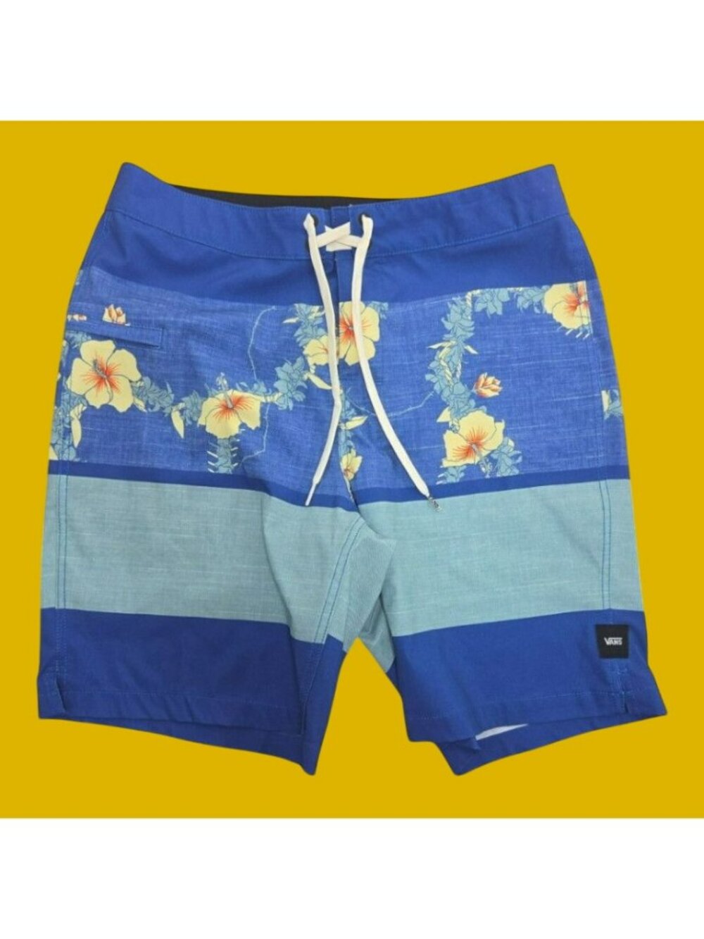 Vans Mens Blue Hibiscus Printed Board Shorts Size 30